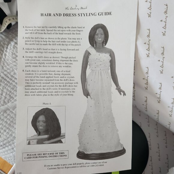 The Michelle Obama Inaugural Ball Porcelain Doll NIB The Danbury Mint 2009 White - Picture 6 of 11